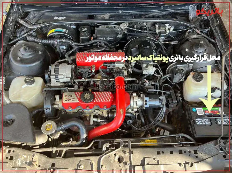 محل قرارگیری باتری پونتیاک سانبرددر محفظه موتور- باتریکو